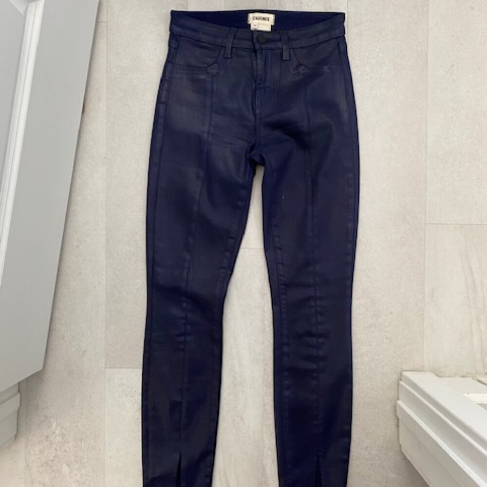 L'AGENCE Jyothi High Waist Split Ankle Skinny Jeans Midnight Blue 24 - Picture 7 of 13